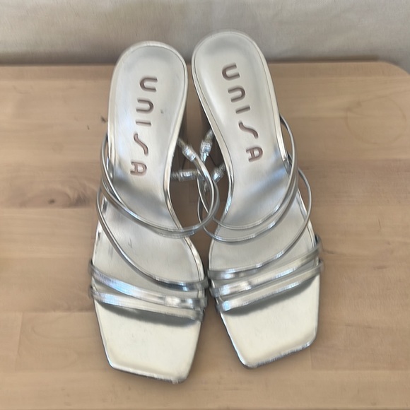Silver Strappy Mules Sandals - Picture 2 of 5